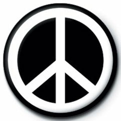 Simbolo paz en chapa movimiento hippie