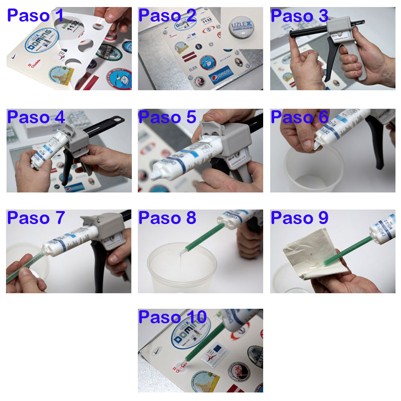 instrucciones de aplicación de la gota de resina