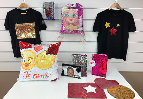 Fundas corazón para cojines con lentejuela reversible sublimable