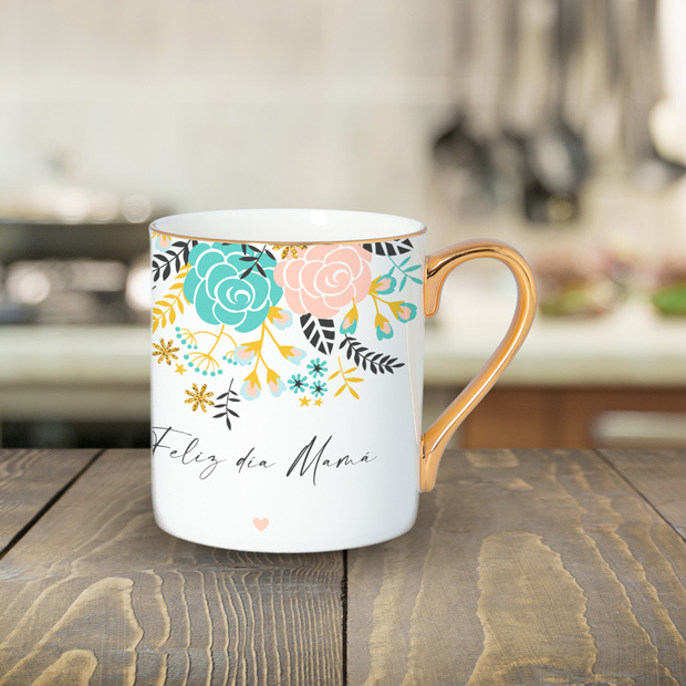 Taza con asa dorada personalizada Día de la Madre