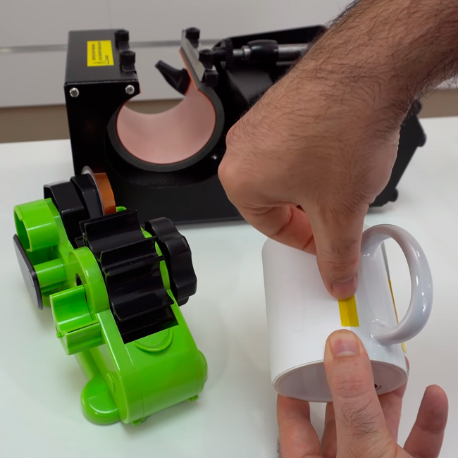 Mug press, mug with heat-resistant tape