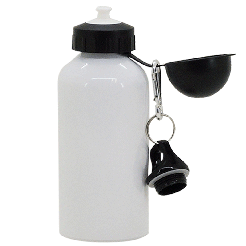 Botella para sublimación de aluminio blanco de 500ml con 2 tapones