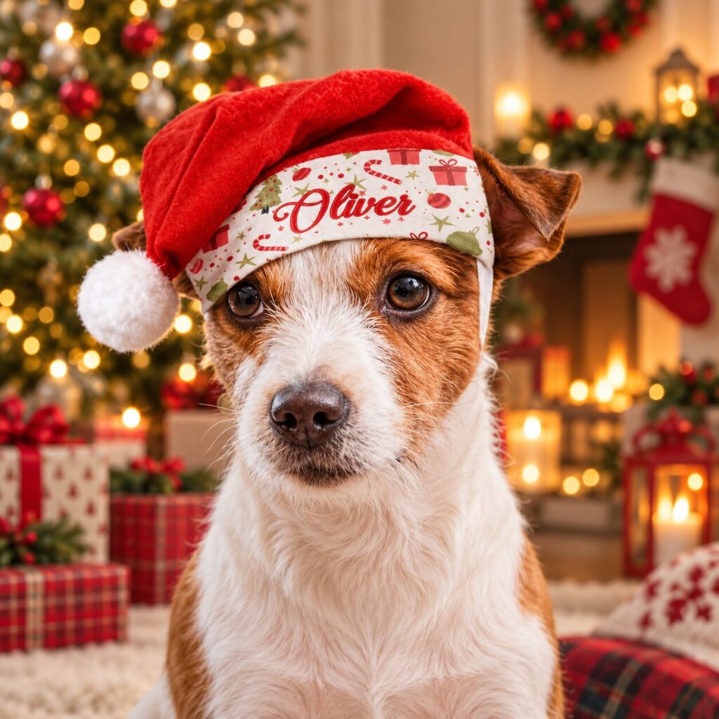 🎅 Que la Navidad no te pille sin stock: 9 ideas de regalos personalizados 13 Oliver El Terrier Con Gorro Navideno 2 Blog Brildor