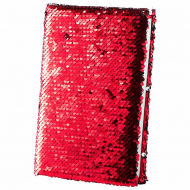 Bloc de notas de lentejuela roja reversible plata