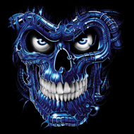 Diseño Transfer Terminator Skull Blue - Sobre tejido negro