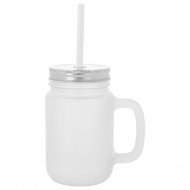 Sublimation Mason Jar with lid & straw - Frosted Glass