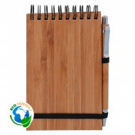 Libreta de madera de bambú con bolígrafo