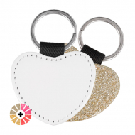 Porte-clés cœur pour sublimation en simili cuir avec dos à paillettes