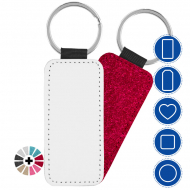 Porte-clés sublimables en simili-cuir avec support pailletés