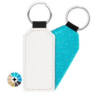 Porte-clés rectangulaires pour sublimation en simili cuir avec dos à paillettes