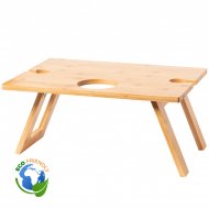 Folding Bamboo Table with Bottle & Glass Holder