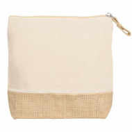 Trousse de toilette en jute et coton avec fermeture éclair