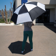 Paraguas con sistema antiviento reforzado blanco/negro