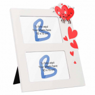 Portafotos doble madera con corazones impresos