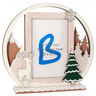 Round Wooden Christmas Photo Frames