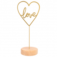 Portamensajes de madera con corazón dorado Love