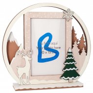 Round Wooden Christmas Photo Frames
