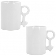 Set de 2 tazas con asa símbolo género masculino y femenino