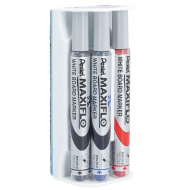 Set 4 rotuladores gel con borrador para pizarra Pentel Maxiflo