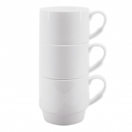 Taza blanca apilable - Vista de una pila de tazas