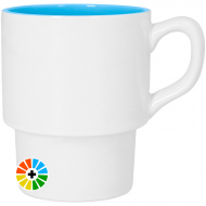 Taza blanca apilable para sublimación con interior de color
