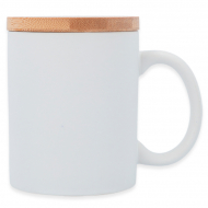 Mug blanc mat avec couvercle en bambou