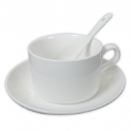 Taza de café con leche para sublimación con plato