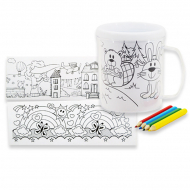 Mug en polymère avec gabarits et crayons