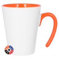 Mug conique sublimable avec intérieur et anse ouverte de couleur