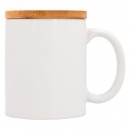 White Matt Mug with Bamboo Lid