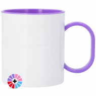 Taza para sublimación de plástico con interior y asa de color