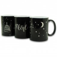 Tazas mágicas negras con grabado láser