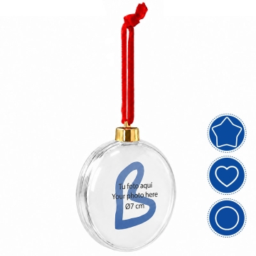 Bolas portafotos planas para árbol de Navidad doble cara