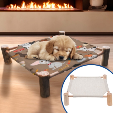 Camas para mascotas de lino sublimable base madera