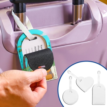 Étiquettes pour bagages en simili cuir sublimable avec rabat