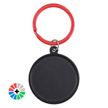 Portachiavi in alluminio nero bicolore per incisione con anello colorato