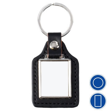 Porte-clés similicuir avec plaque métallique sublimable