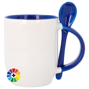 Mugs sublimables avec intérieur, anse et cuillère de couleur