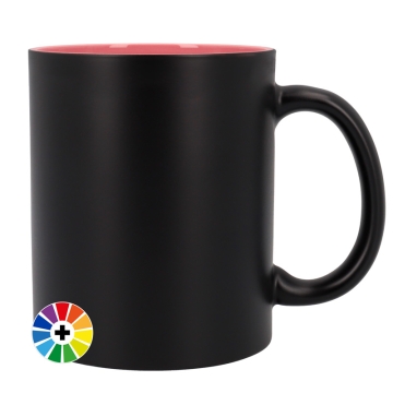 Matte Black Mugs for Engraving with Coloured Interior