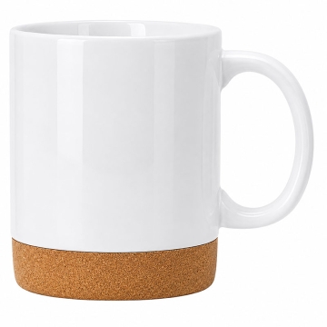 Tazza bianca sublimabile con base in sughero