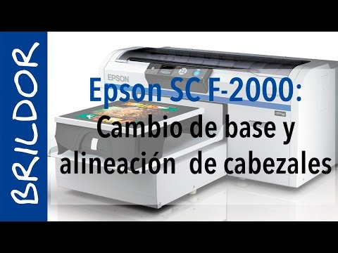 Impresora de camisetas Epson SC F2000: cambio de base y alineación de cabezales