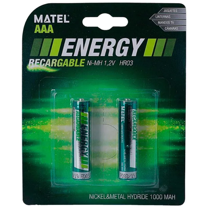 Pilas AAA recargables - Pack 2 uds