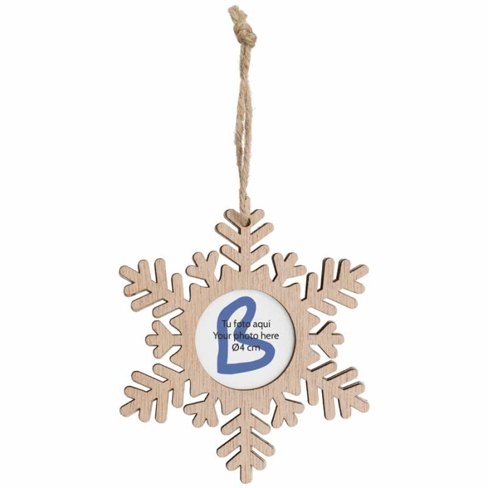Adornos colgantes navideños portafotos madera natural