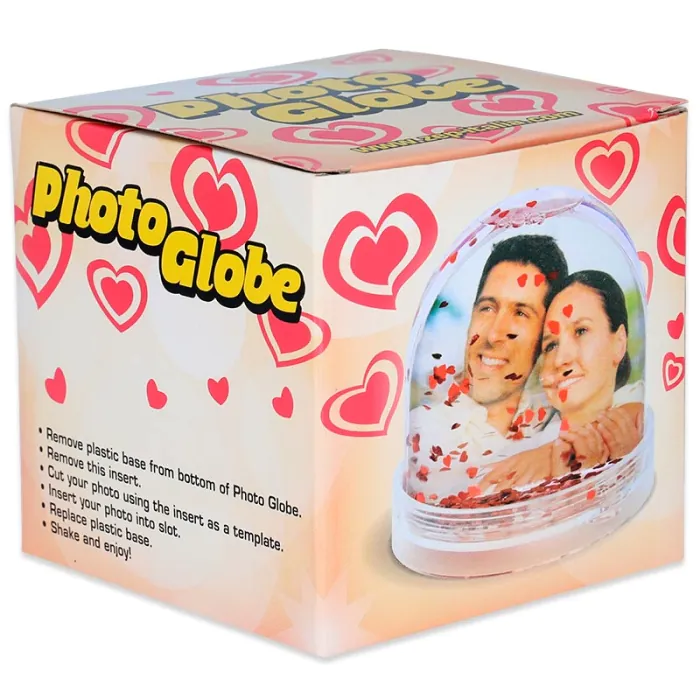 Bola de nieve corazones rojos con foto - Caja de presentación