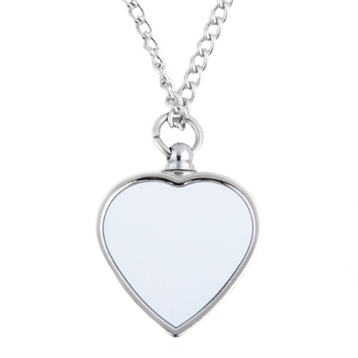 Collier commémoratif avec cendres en forme de coeur sublimable