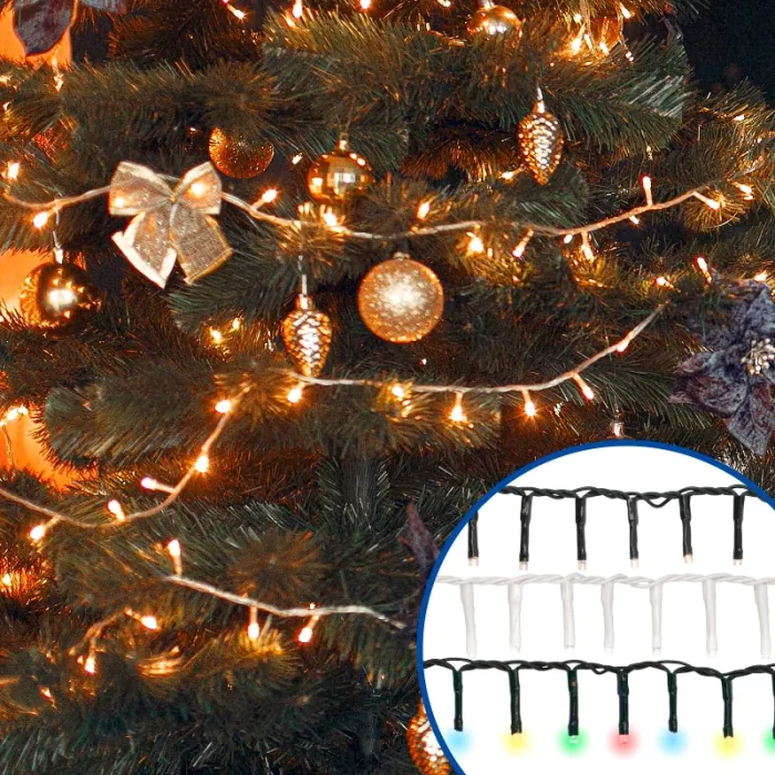 Guirlande lumineuse LED de 10 m, 80 LED, décoration d'ambiance pour sapin de Noël (à piles, lumière constante + clignotante) | Leroy Merlin