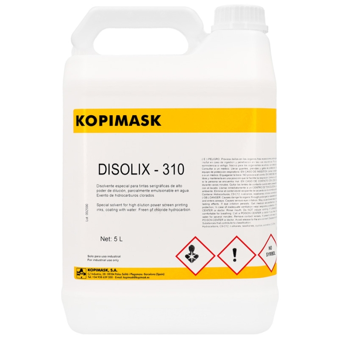 Disolvente limpiador de tintas serigráficas - Disolix 310 Disolvente limpiador de tintas serigráficas - Disolix 310