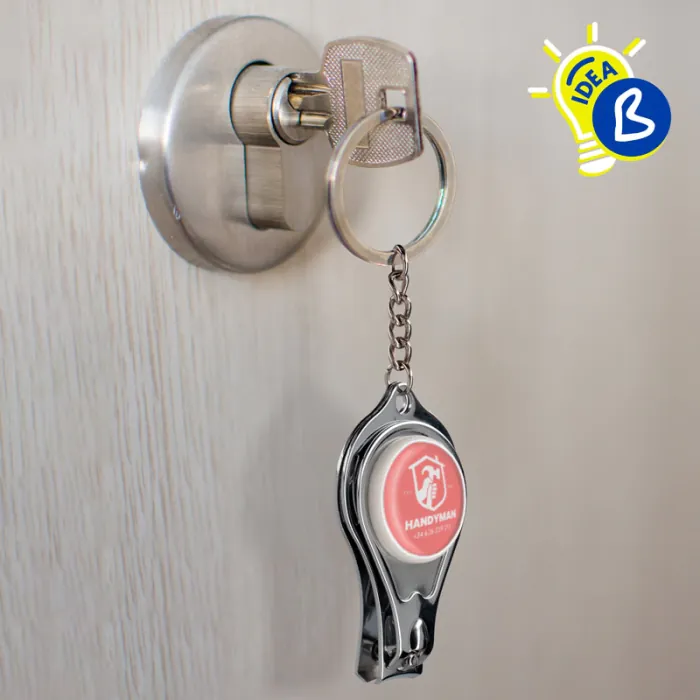 Metal Key Ring Nail Cutter and Opener - Example of use and personalisation