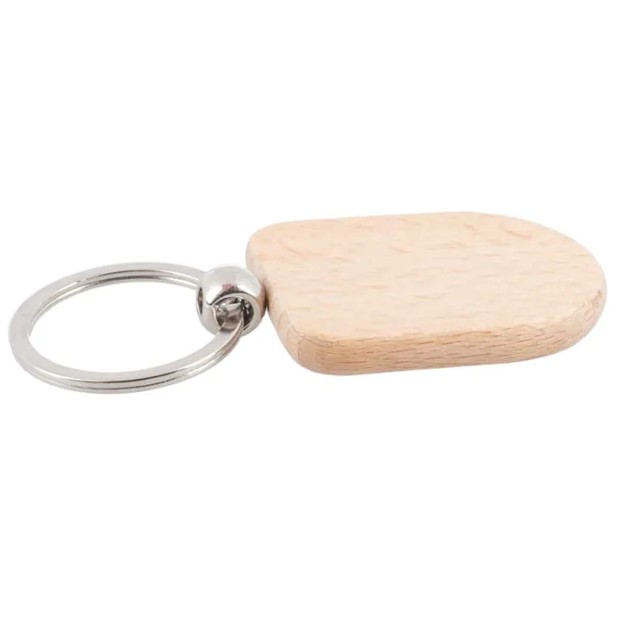 Porte-clés en bois naturel - Formes - Détail épaisseur et anneau