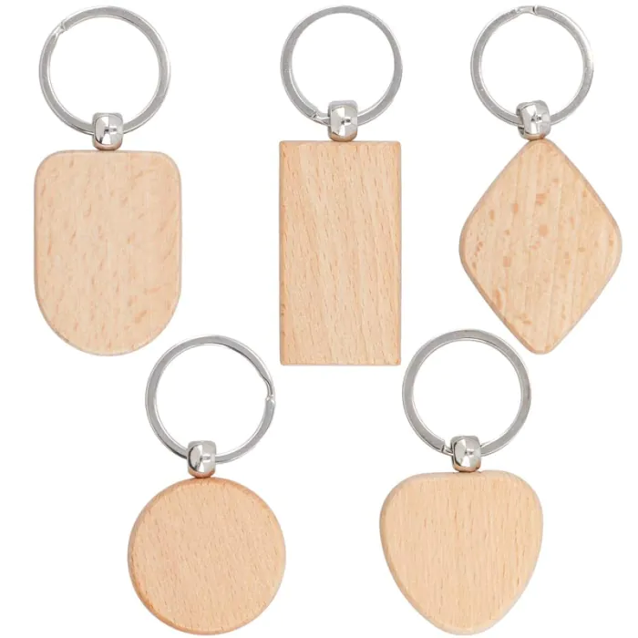 Porte-clés en bois naturel - Modèles formes